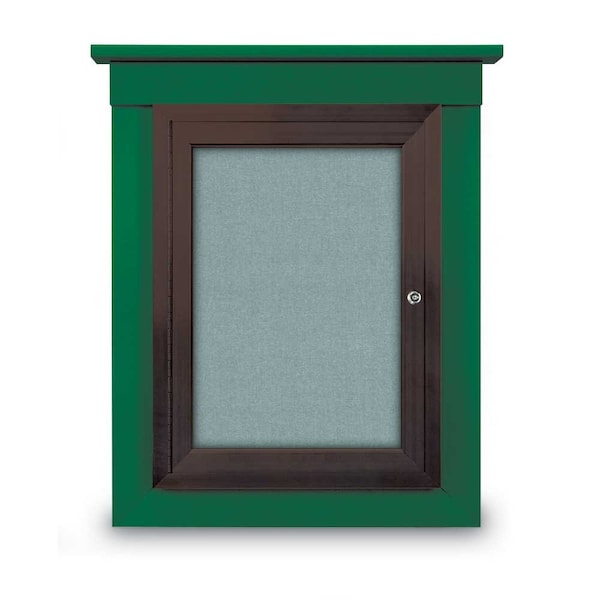 60"x48" 2-Door Enclosed Letterboard, Grey Vinyl/Cherry